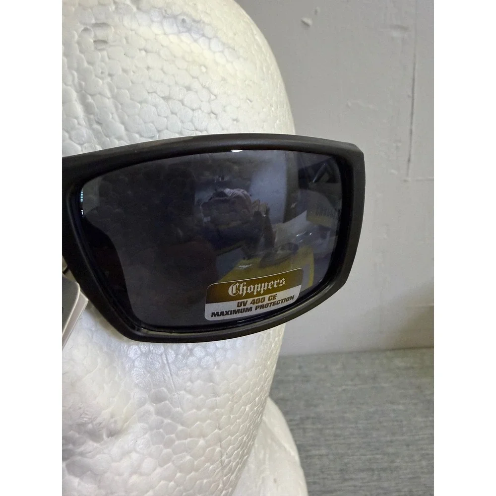 Choppers Sunglasses Mens OS Matte Black Wrap Around Carbon Fiber UV400 Biker